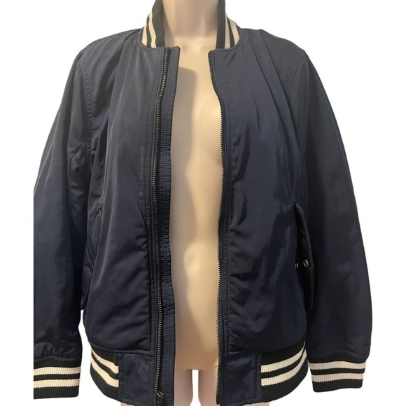 ABERCROMBIE & FITCH Varsity Bomber Jacket Coat Navy Blue Mens XS Quilted Lining - Picture 8 of 12